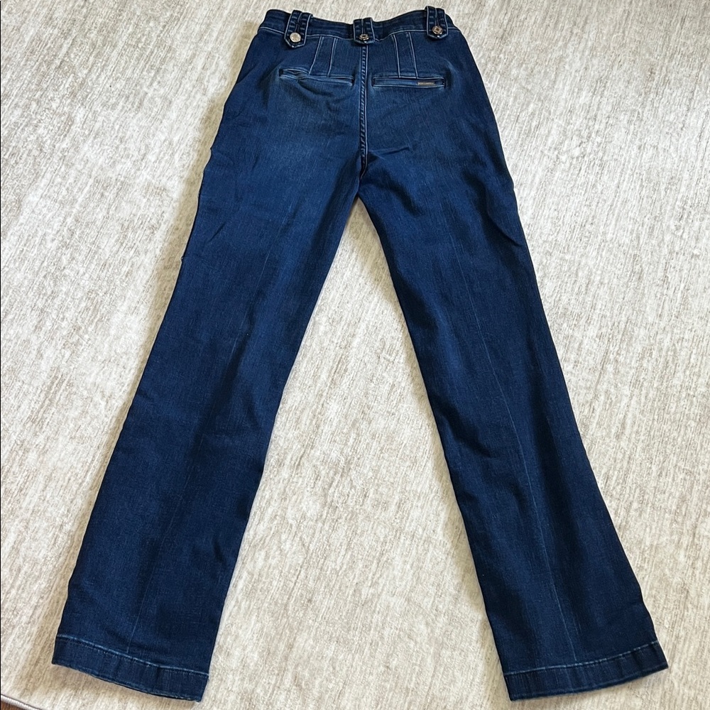White House Black Market Dark Blue Straight Leg Cargo Jeans - Picture 4 of 4